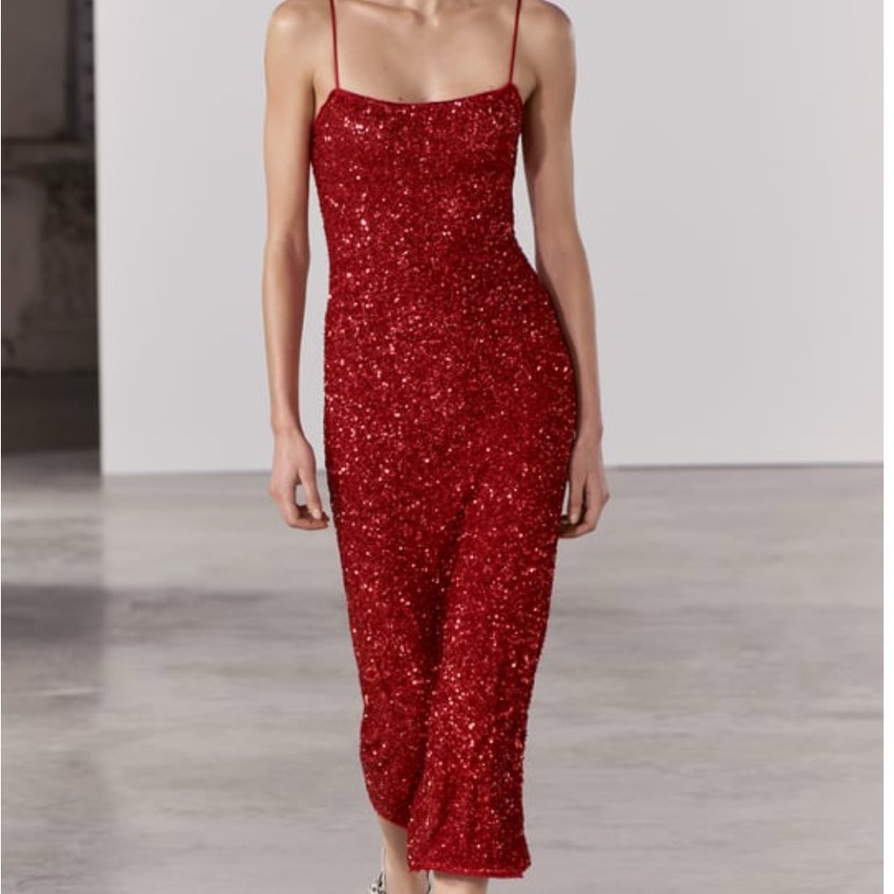 Zara Sparkling Red Maxi Dress